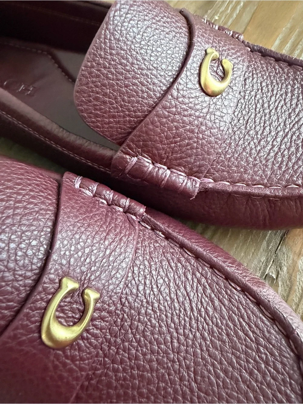 Coach Women's Wine colored Loafers with Gold hardware